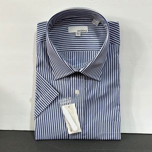 MODENA shirt short sleeve blue/white stripe tall 18.5